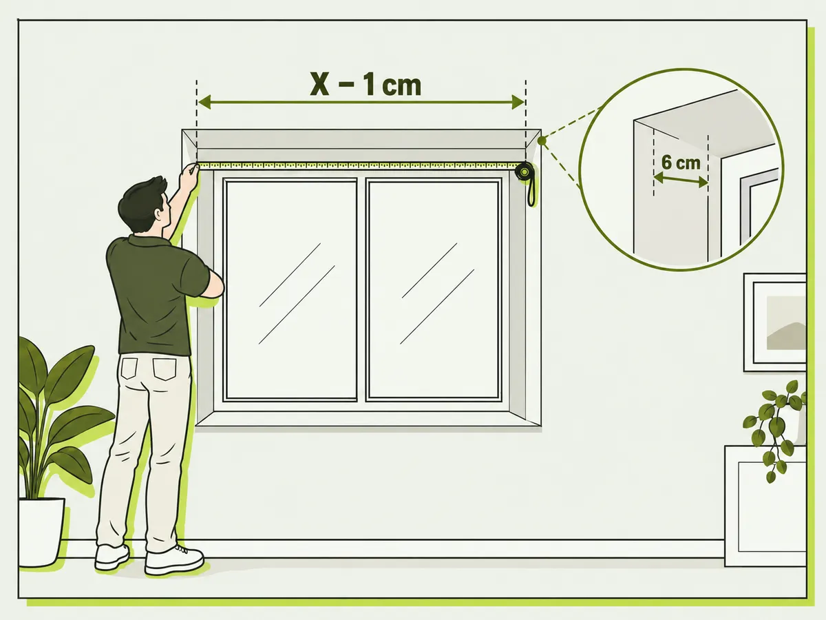 Ventana empotrada: ancho del vano menos 1 cm y profundidad mínima de 6 cm